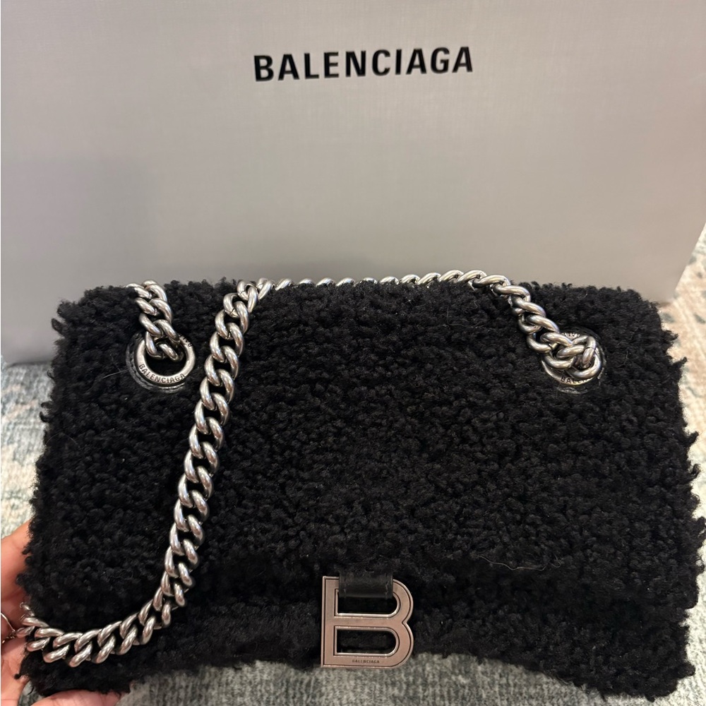 Balenciaga Black Bouclé Shoulder Bag